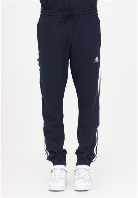Essentials French Terry Tapered Cuff 3-Stripes men's blue track pants ADIDAS PERFORMANCE | IC9406.